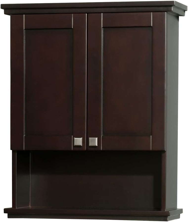 Espresso Solid Oak Wall-Mounted Bathroom Storage Cabinet K7778