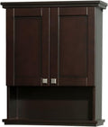 Espresso Solid Oak Wall-Mounted Bathroom Storage Cabinet K7778