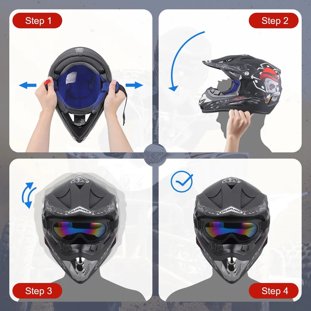 Black Open Face Off-road Motorcycle Helmet B5459