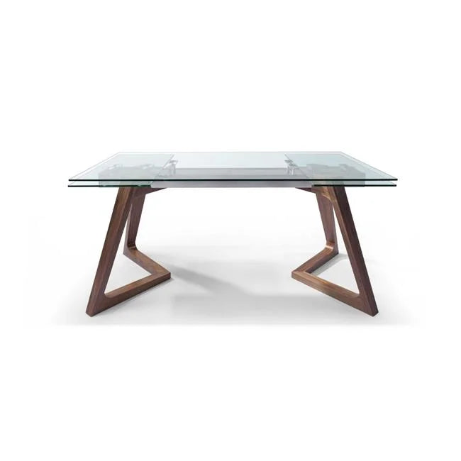 10 mm Extendable Dining Table Clear Glass Top Stainless Steel Frame D477013