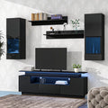 Black High Gloss Wall Mounted Floating TV Stand Set S190817