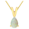 1/4 Carat Pear Opal 10K Yellow Gold Solitaire Pendant Necklace G157