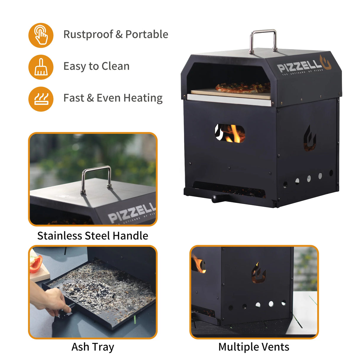 4 in 1 Wood Fired 12 inch Pizza Oven Y7480
