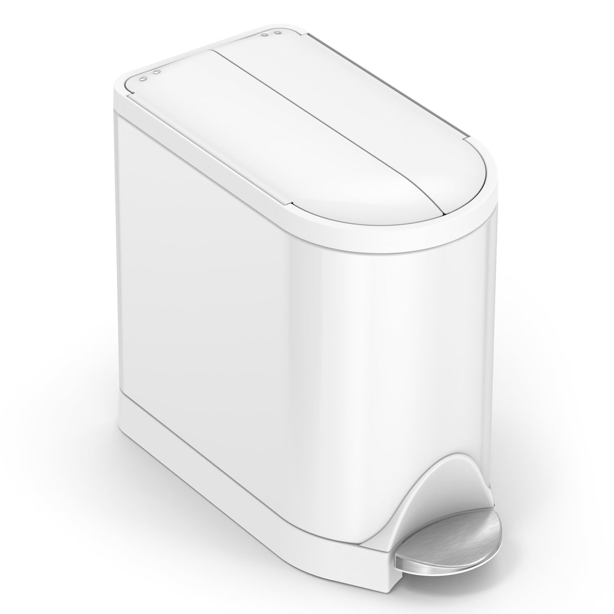 White Stainless Steel Butterfly Lid Bathroom Trash Can T283812