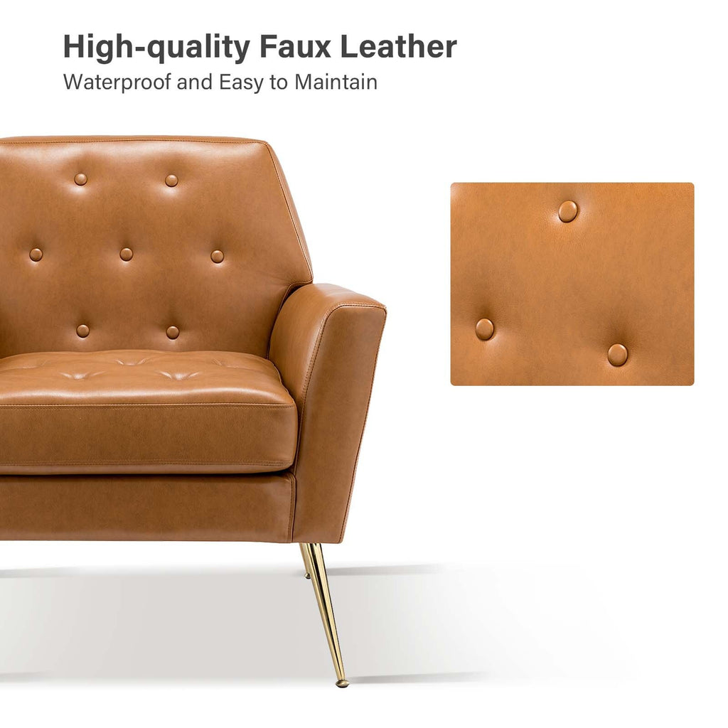 Leather Button-Tufted Arm Chair Set of 2 C82622