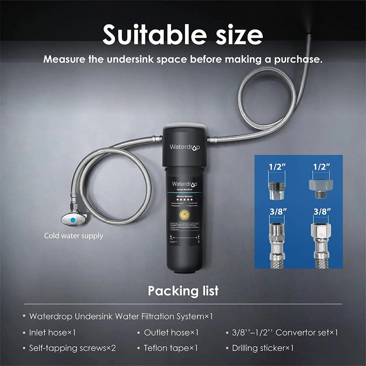 Under Sink Water Filter System, 8000 Gallons Ultra High Capacity V394