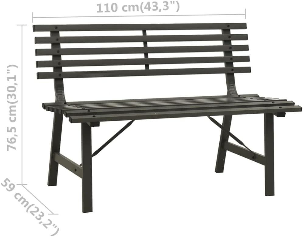 Black Steel 2-Seater Outdoor Bench D115