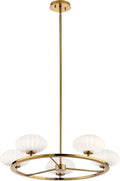 5 Light Round Chandelier with Satin Etched Cased Opal Glass L9327