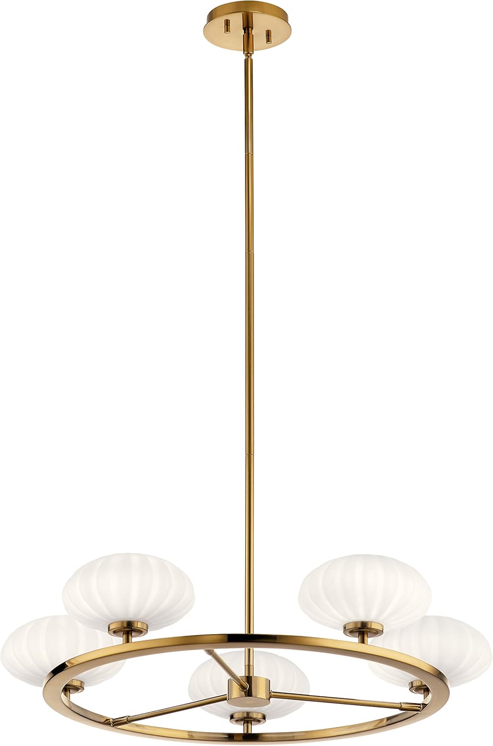 5 Light Round Chandelier with Satin Etched Cased Opal Glass L9327