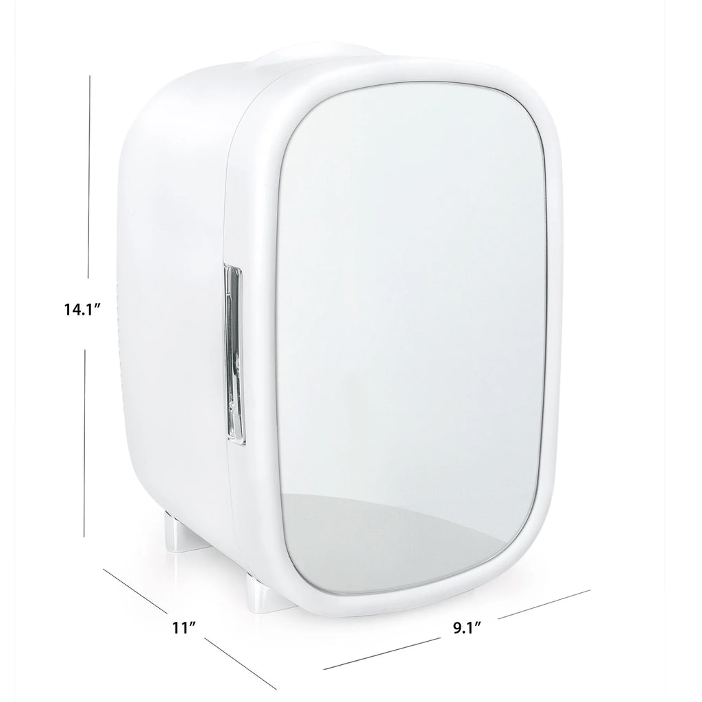 White 7L Mini Fridge with Mirror Door T690