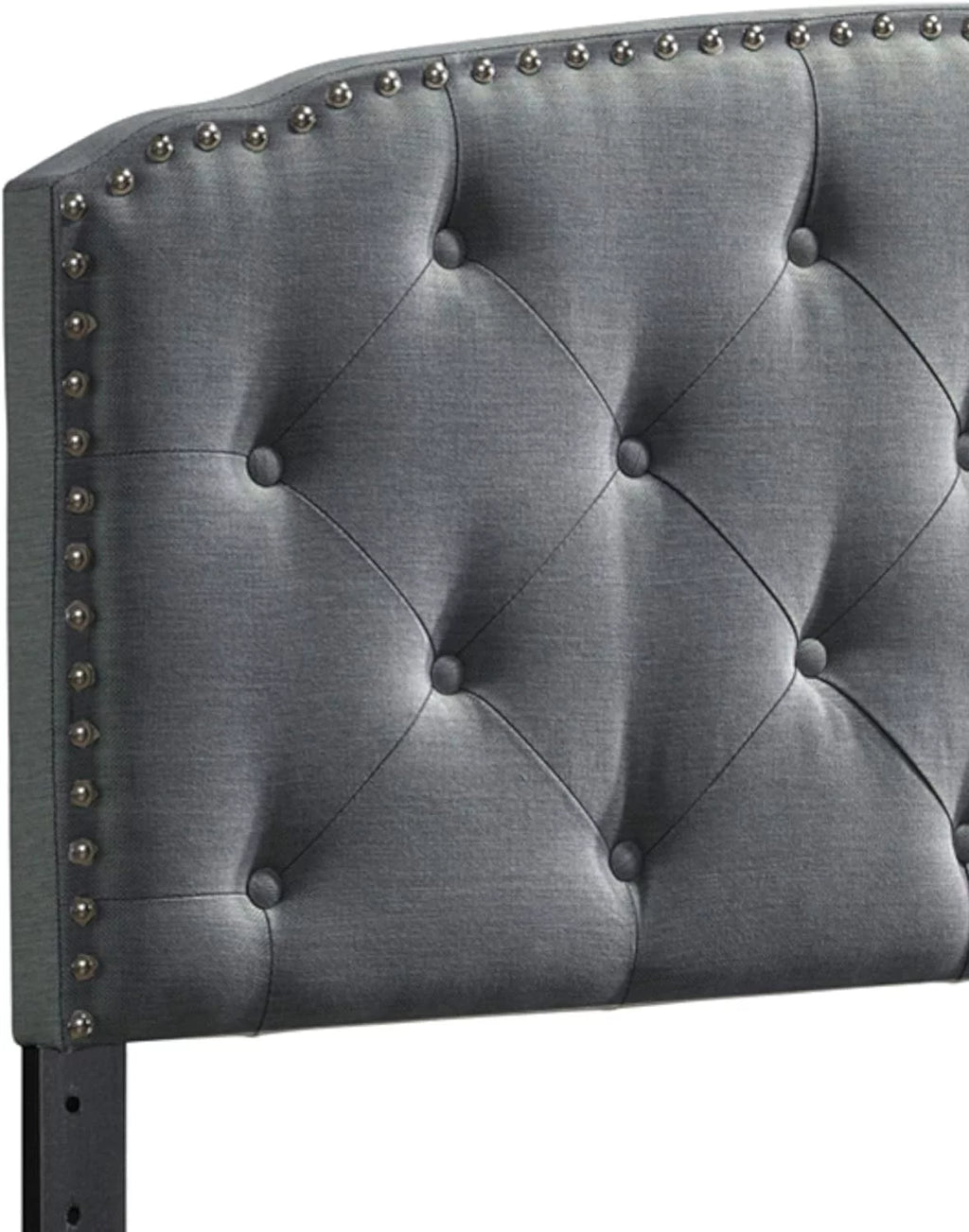 Queen Size Grey Polyester Blend Upholstered Headboard S7834