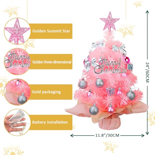 24 Inch Prelit Artificial Christmas Tree with 50 LED Lights J476