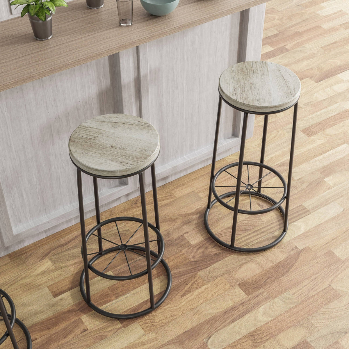 Rustic Metal Barstools Set of 2 A767