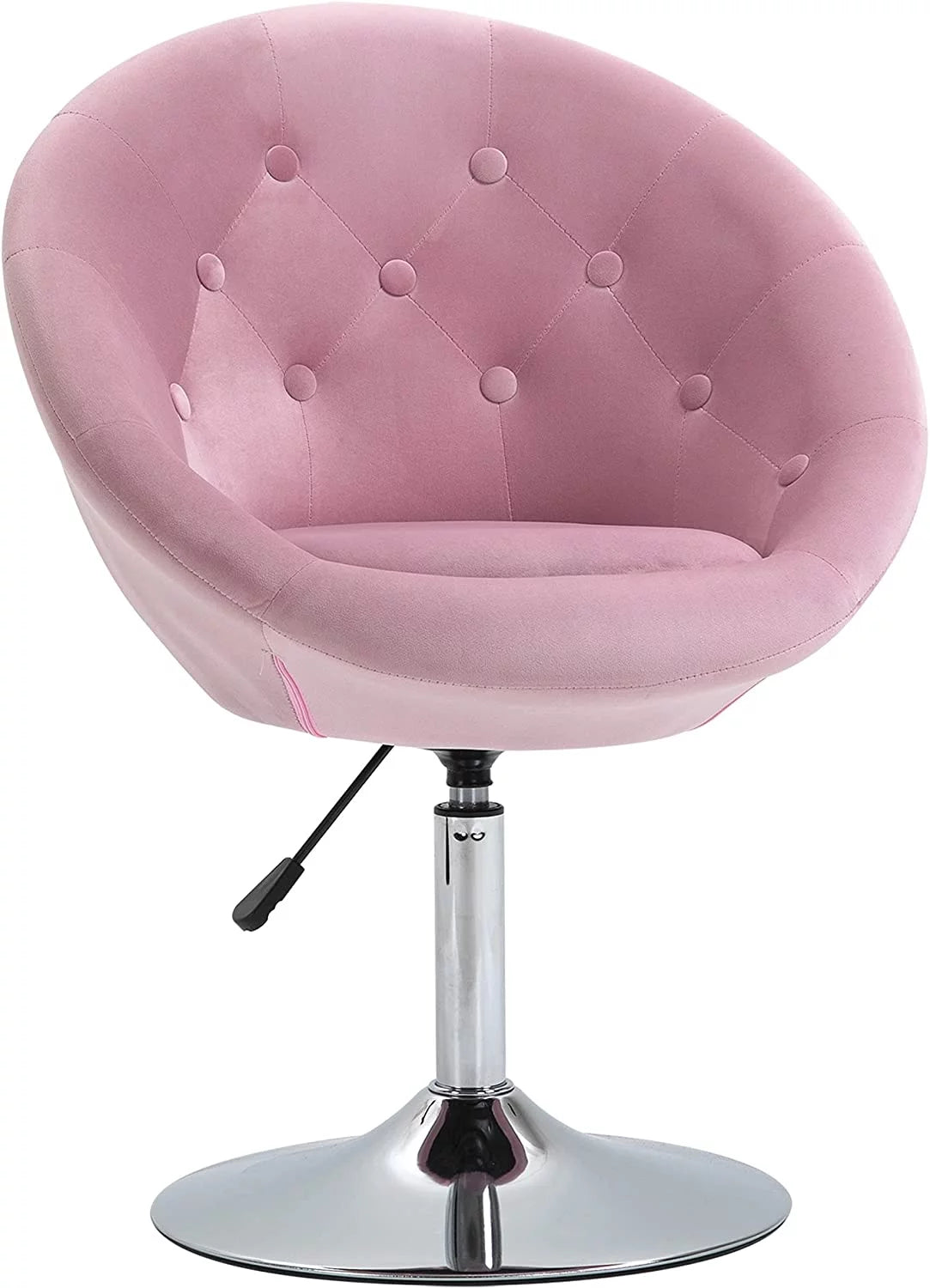 Pink Tufted Swivel Accent Chair Height Adjustable D209806