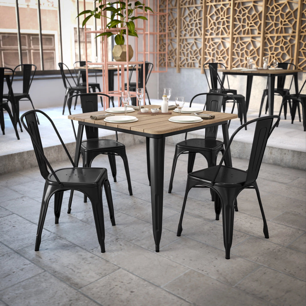 Indoor/Outdoor Dining Table with Umbrella Hole T1782