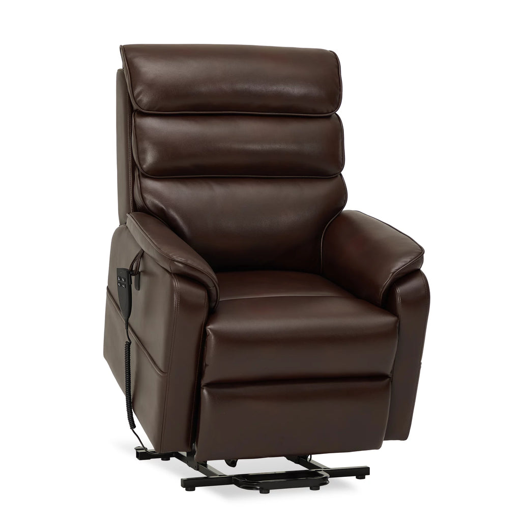 Brown Faux Leather Lift Recliner with Massage Heating M1784