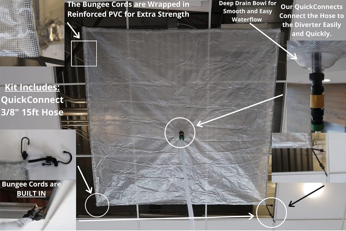 Ceiling Tile Leak Diverter Kit 5' x 5' with 15ft Hose F945936