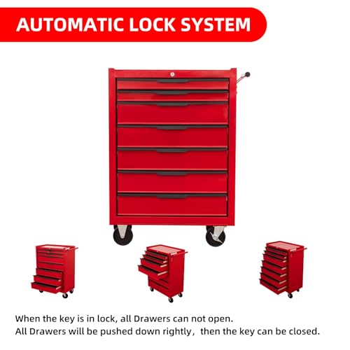 6-Drawer Rolling Metal Tool Chest with Wheels and Keyed Locking D952