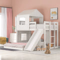White Wooden Twin Over Full Bunk Bed with Ladder, Slide and Guardrails A17617