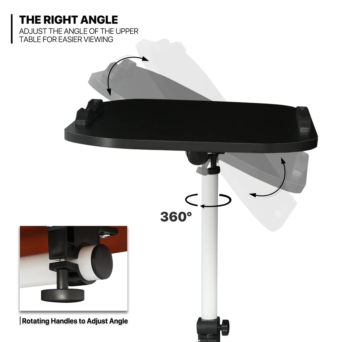 White Height Adjustable Mobile Computer Desk with Casters K687985