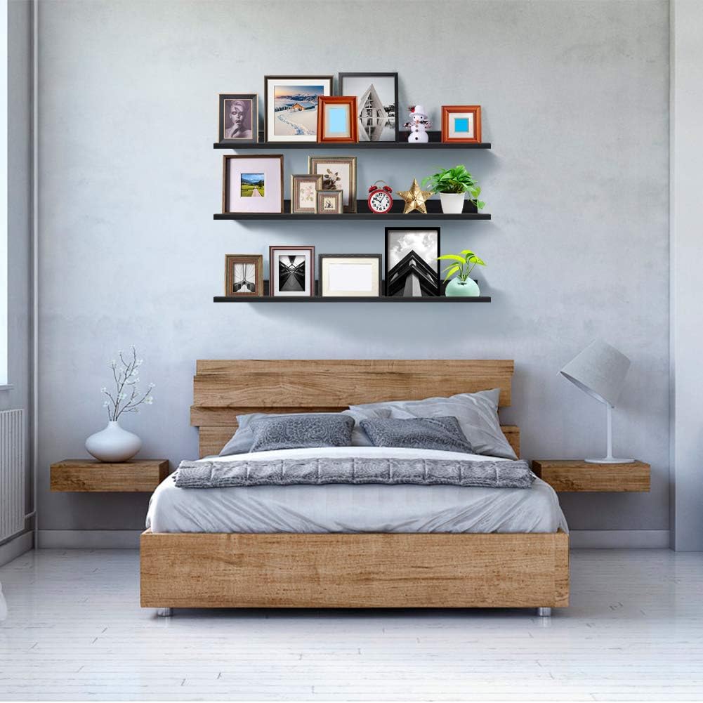 Black Wall Mount Floating Shelf Set of 3 E7471