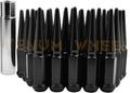20 Pc Black Solid Spike Metal Lug Nuts with 1 Key X96879