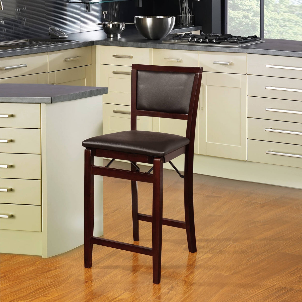 Dark Brown Folding Counter Stool D8154
