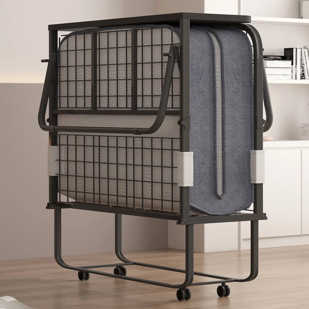 Folding Bed with Memory Foam Mattress and Headboard R644827