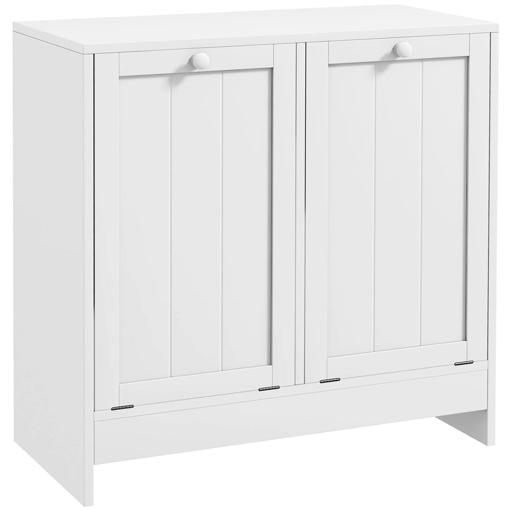 White Tilt-out Laundry Storage Cabinet with 2 Hamper Compartments J440