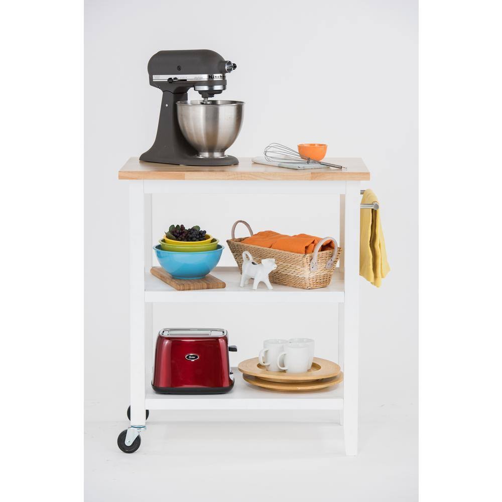 White Wood Kitchen Cart G39540