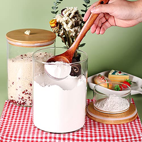 Glass Flour Container with Airtight Bamboo Lid, Large Glass Food Jar with Wooden Lid (3L) X5971