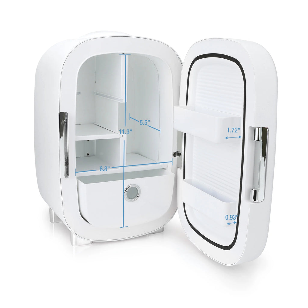 White 7L Mini Fridge with Mirror Door T690