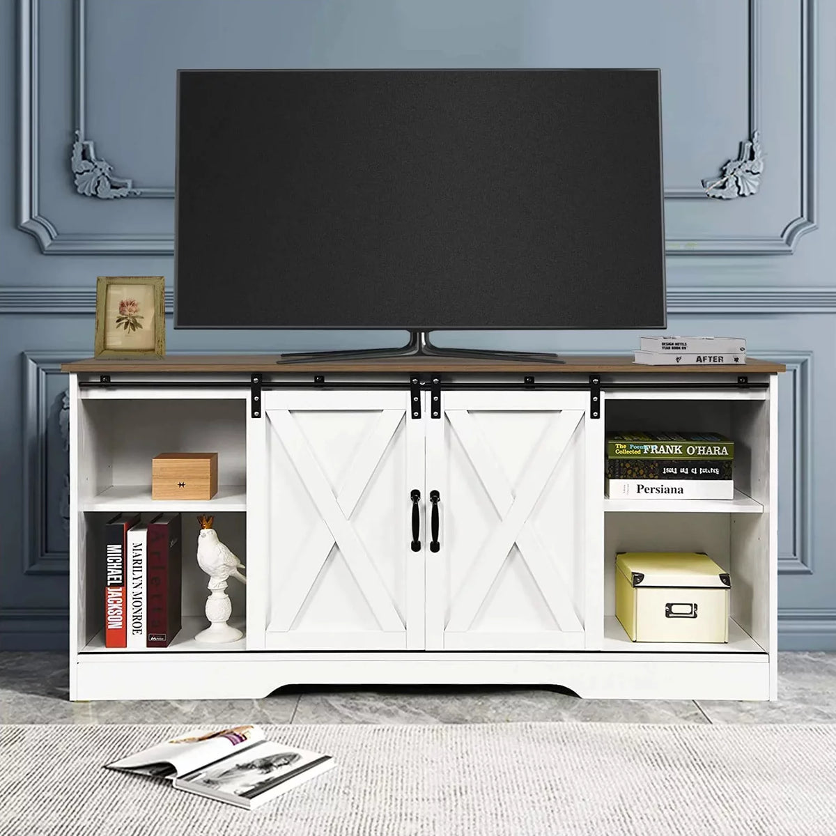 59'' White TV Stand O917