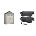Heavy-Duty Resin Outdoor Shed with Double Doors and Windows, Dove Gray L5975