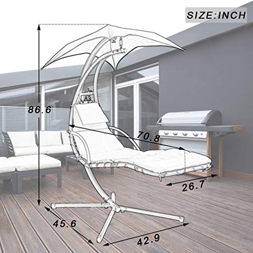 Hammock Chair with Canopy Umbrella and Pillow, 280 LBS Capacity I544572