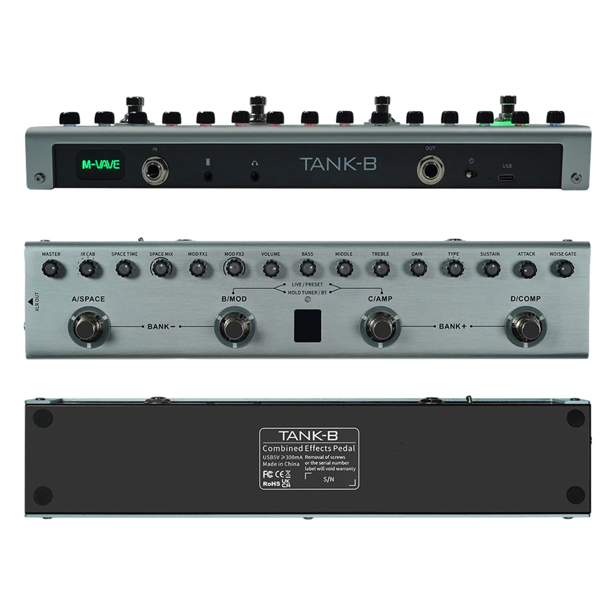 Effects Pedal with 3-Band Equalizers, XLR Balanced Output, and Multiple Delays/Reverbs D7034