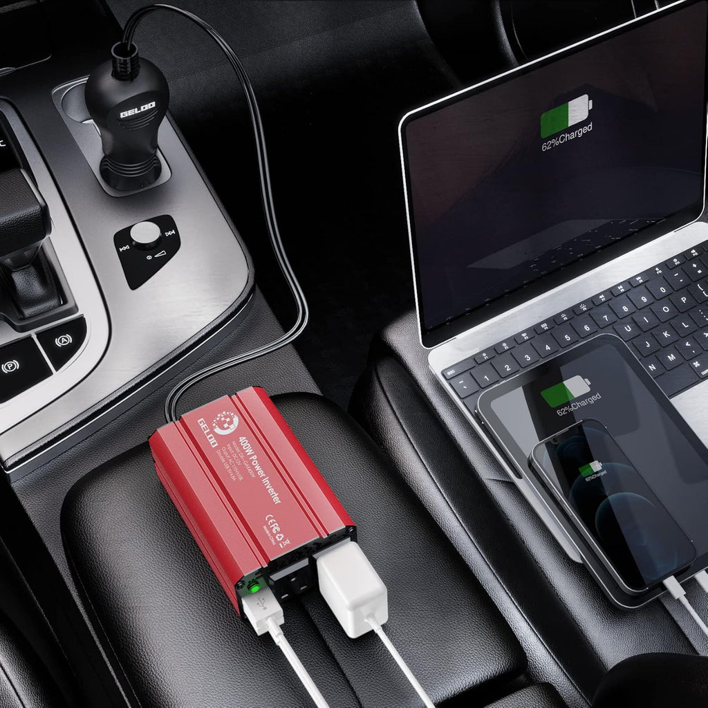 400W Car Power Inverter DC 12V to AC 110V with 4.8A Dual USB, Pack of 2 C7945