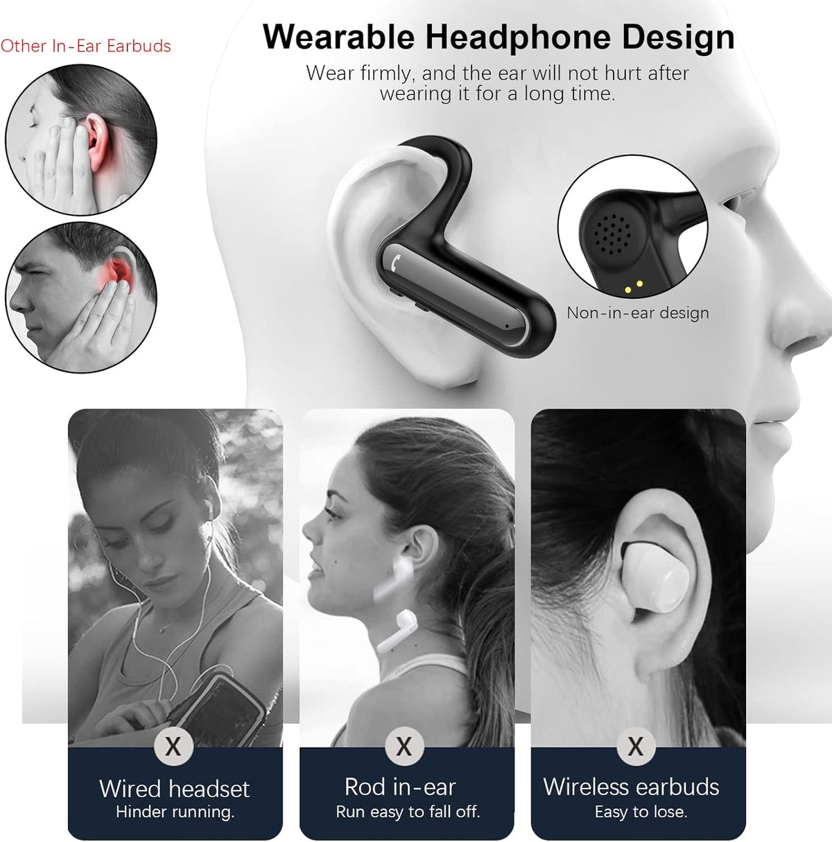 Open Ear Wireless Earbuds with Earhooks and Charging Case S219