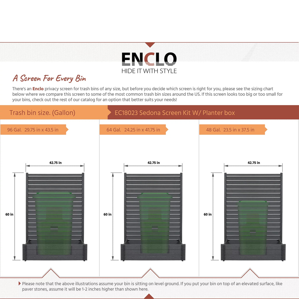 Charcoal Louvered Freestanding Screen with Planter Box S364