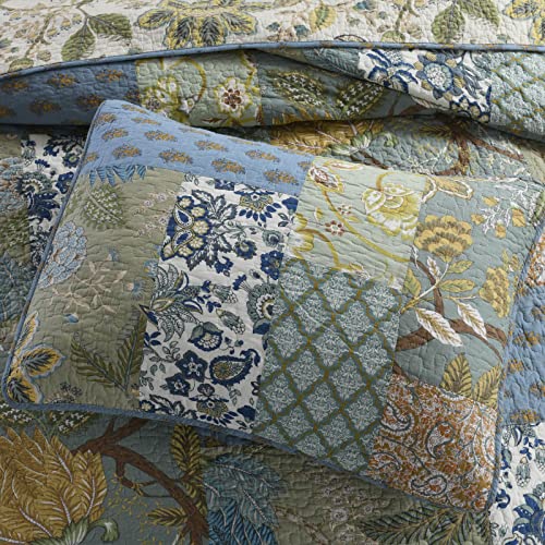 Azure Blue 100% Cotton Queen Size 3-Piece Quilt Set B652