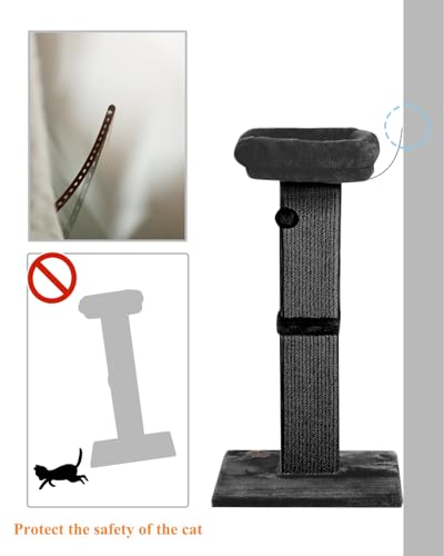 Large Sisal Cat Scratching Post with Plush Perch, Light Grey N192