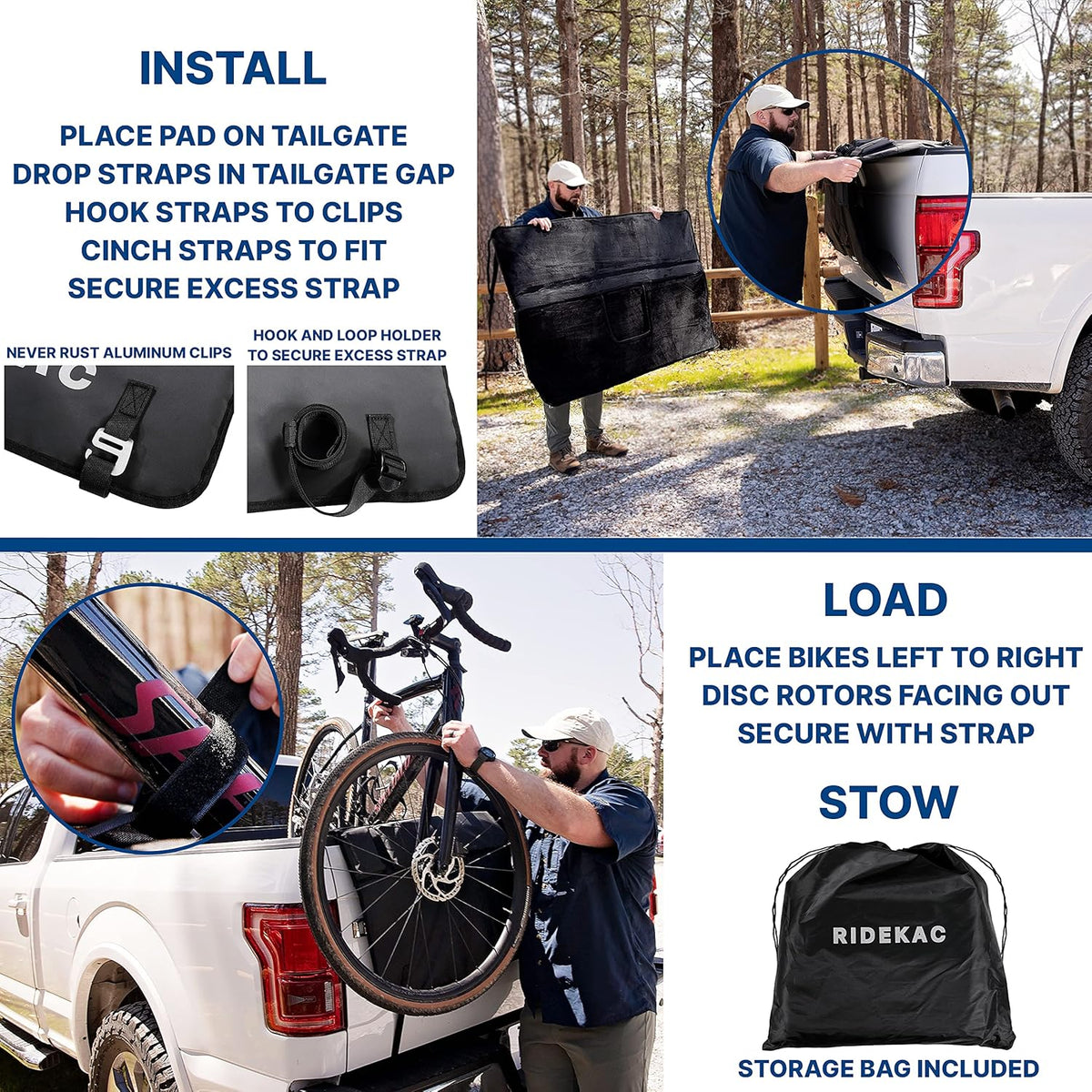 Bike Tailgate Pad with 2 Storage Pockets, 5 Bike Capacity O9535