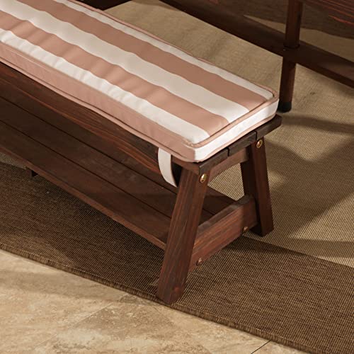 Outdoor Wooden Table & Bench Set with Cushions and Umbrella O160427