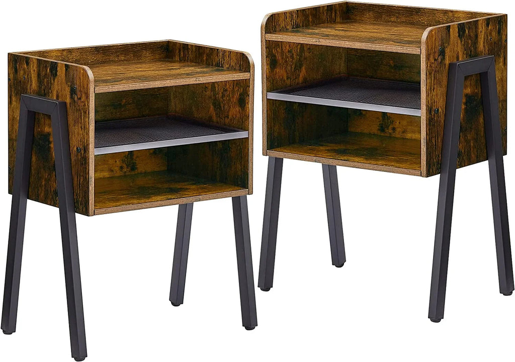 Set of 2 2-Tier Storage Nightstand K406