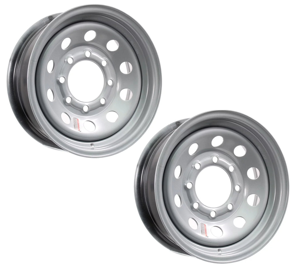 2-Pk 16x6 8 Hole 6.5 Silver Trailer Rim Wheels J859