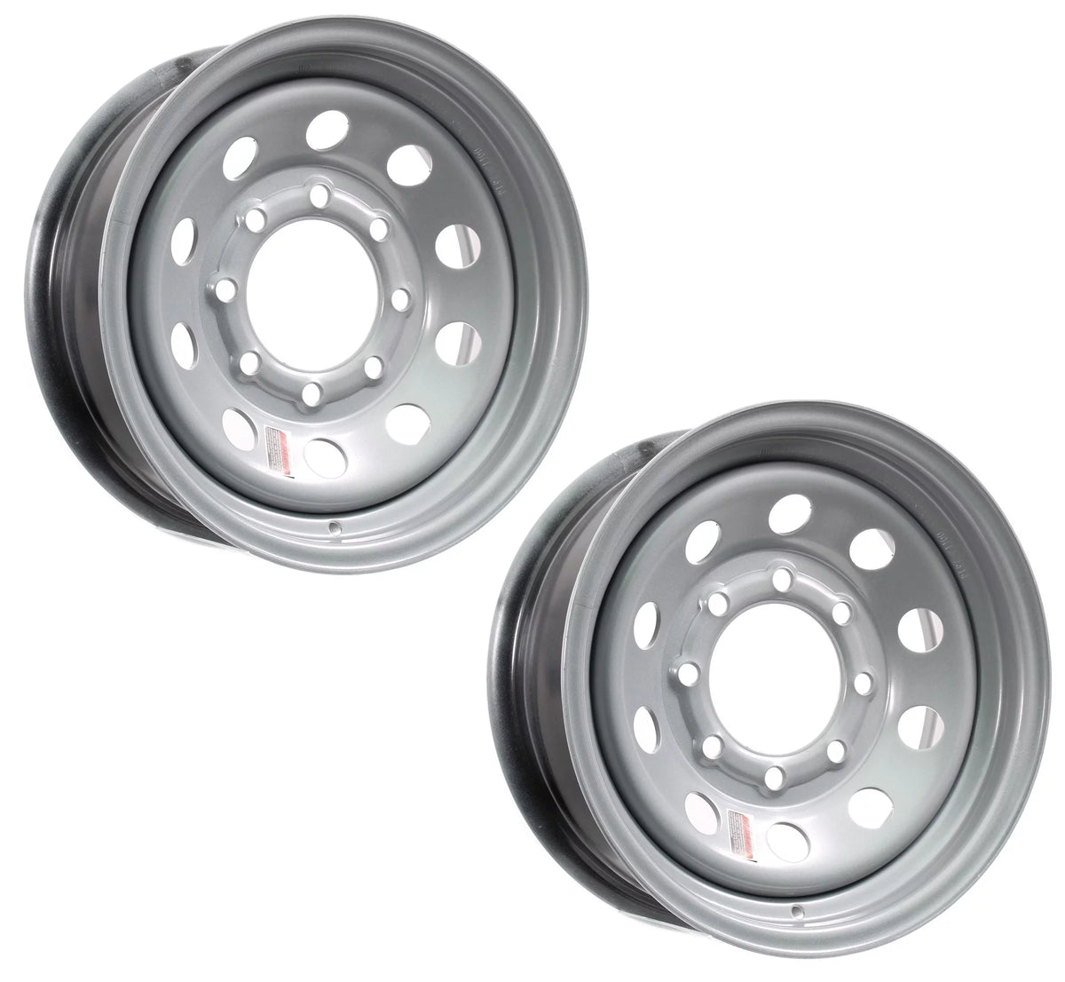 2-Pk 16x6 8 Hole 6.5 Silver Trailer Rim Wheels J859