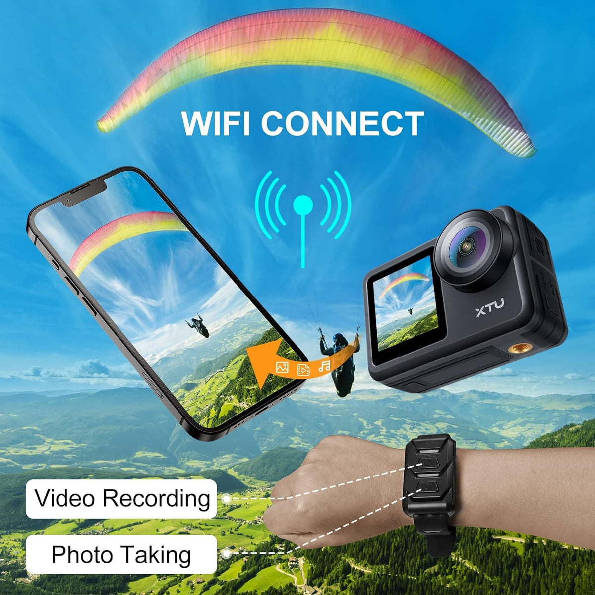 4K60FPS WiFi Action Camera with Dual Touch Screen Display P96958