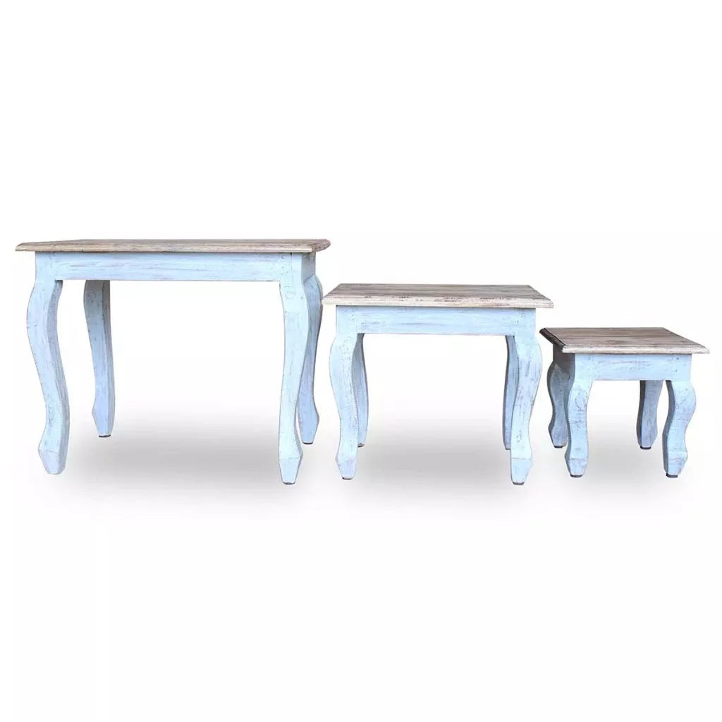 3 Piece Solid Reclaimed Wood Nesting Table Set F7029