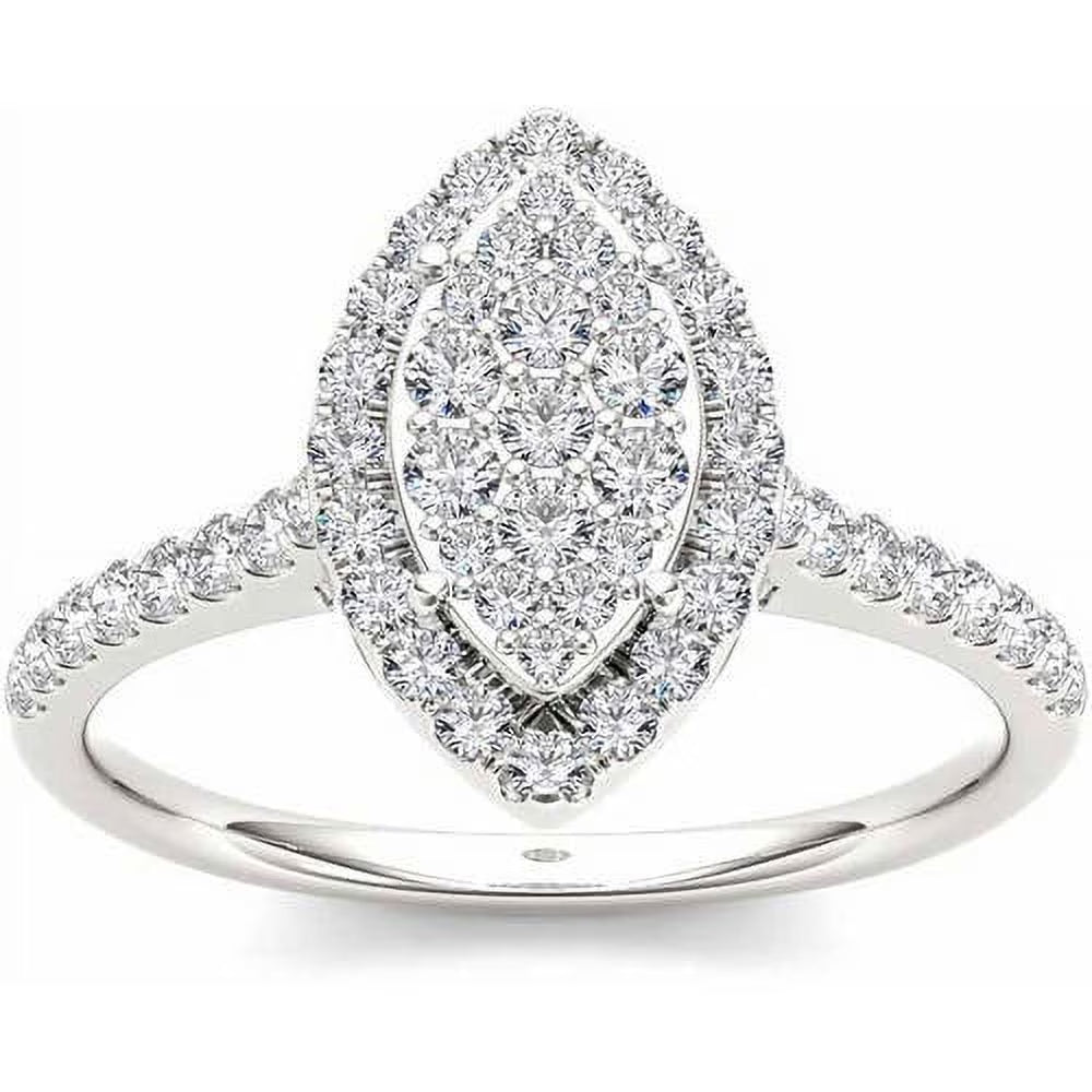 3/4 Carat T.W. Diamond 10kt White Gold Pear-Shape Cluster Engagement Ring R227900