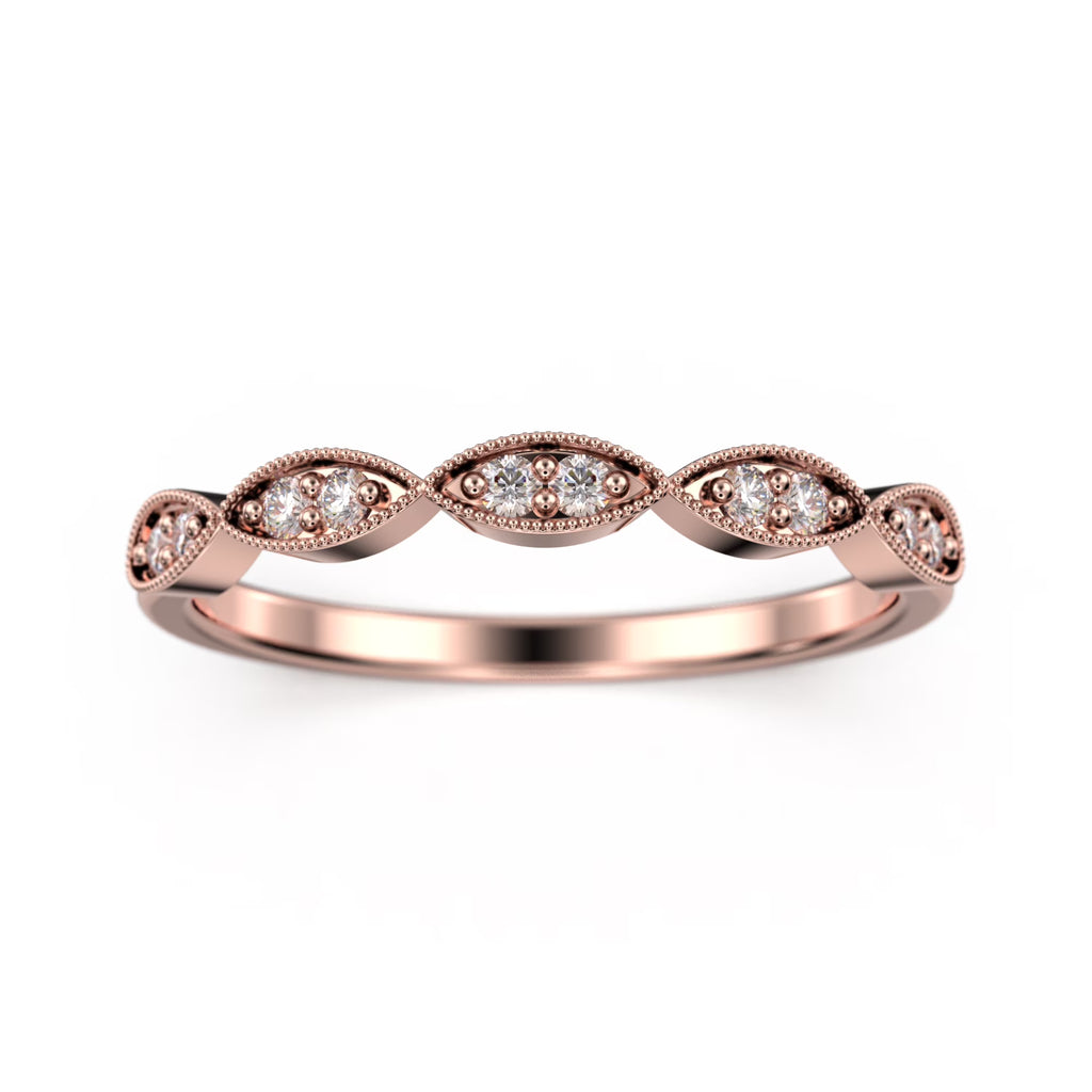 18K Rose Gold Over Silver Diamond Ring V840